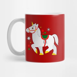 Unicorn Dressed for Christmas in the Snow Mug